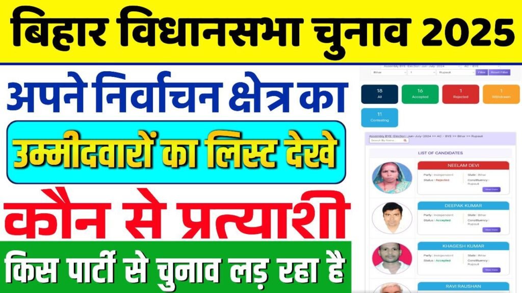 Bihar Election Candidate List Downlod 2025