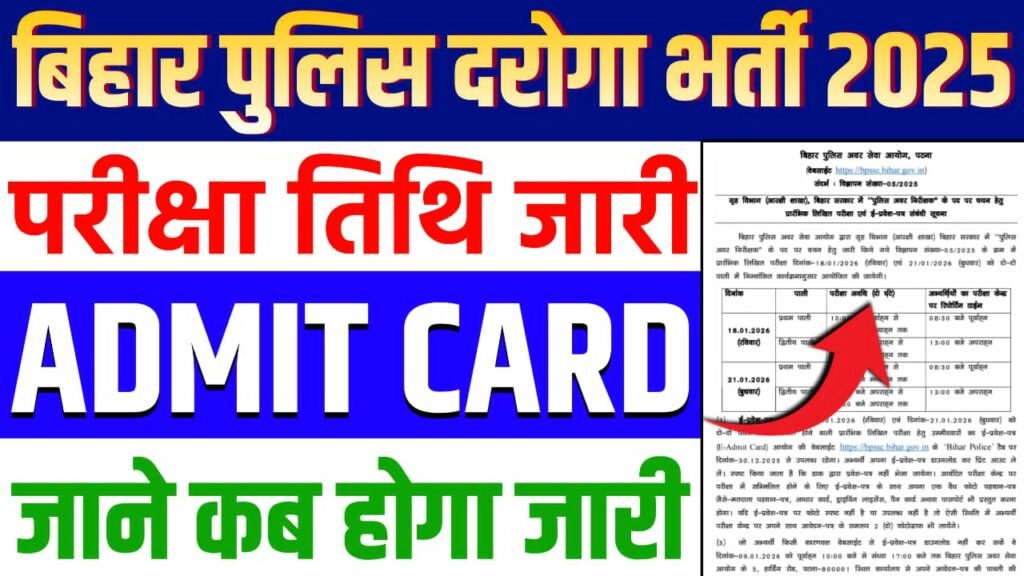Bihar Police SI Admit Card Downlod 2026