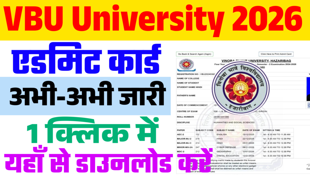 Vinoba Bhave University Sem 1 Admit Card 2026
