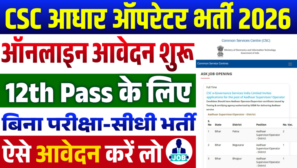 Aadhaar Supervisor Recruitment 2026