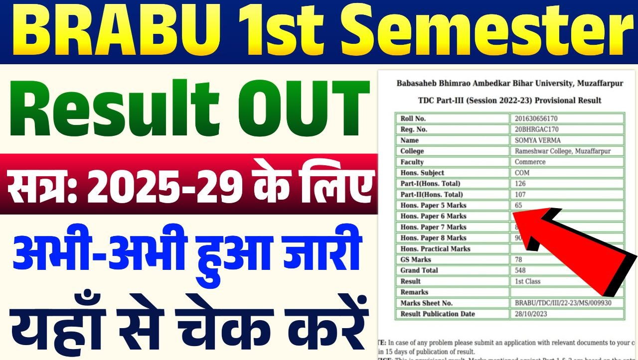 BRABU 1st Semester Result Session 2025-29