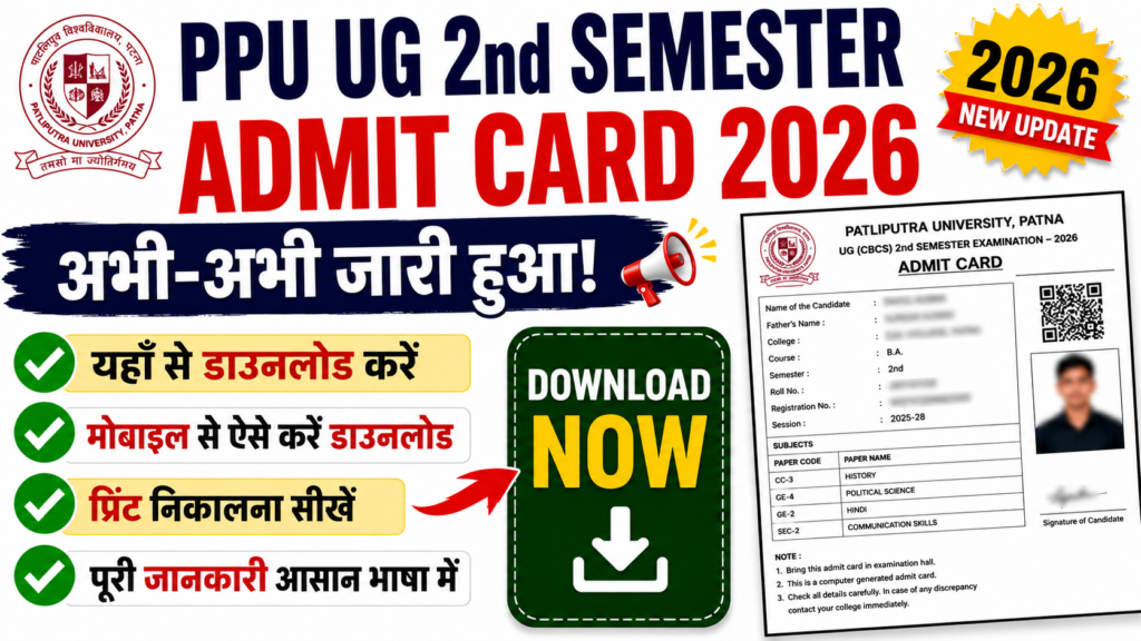 PPU UG 2nd Semester Admit Card 2026