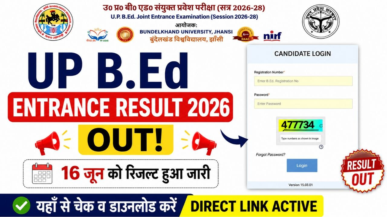UP BEd Entrance Result 2026