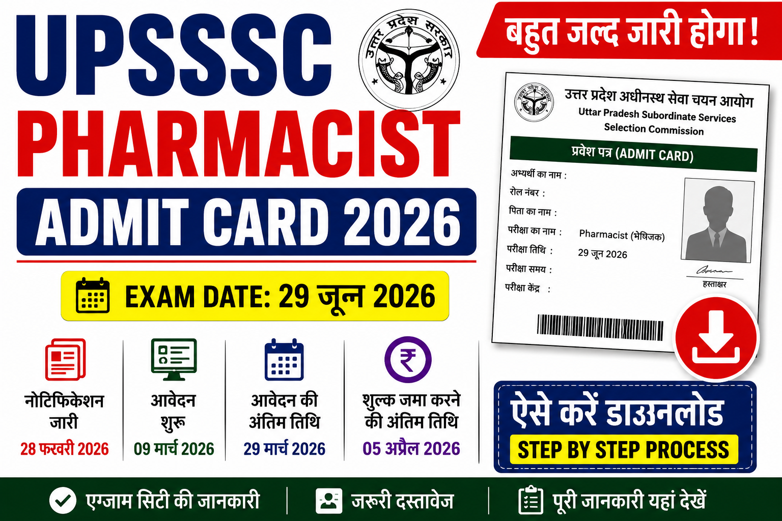 UPSSSC Pharmacist Admit Card 2026