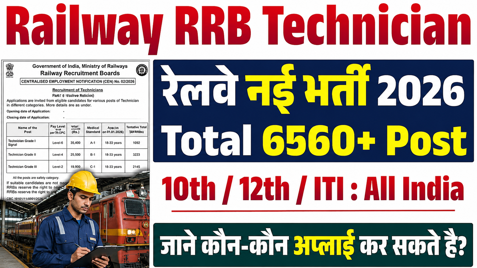 Railway RRB Technician Recruitment 2026